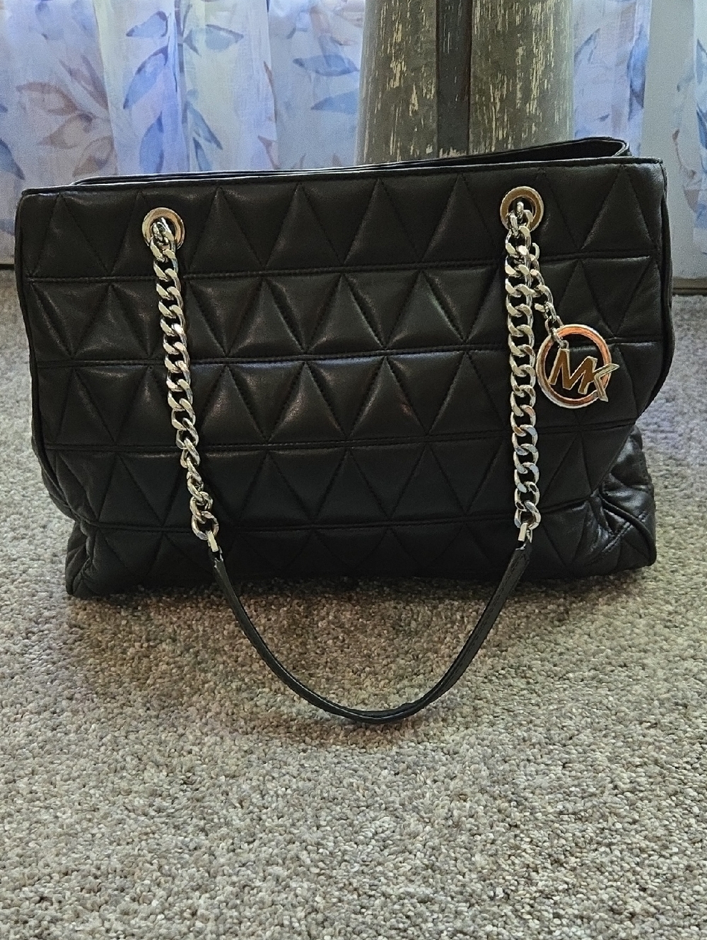 Michael Kors Black Quilted Shoulder Bag with Chain Straps